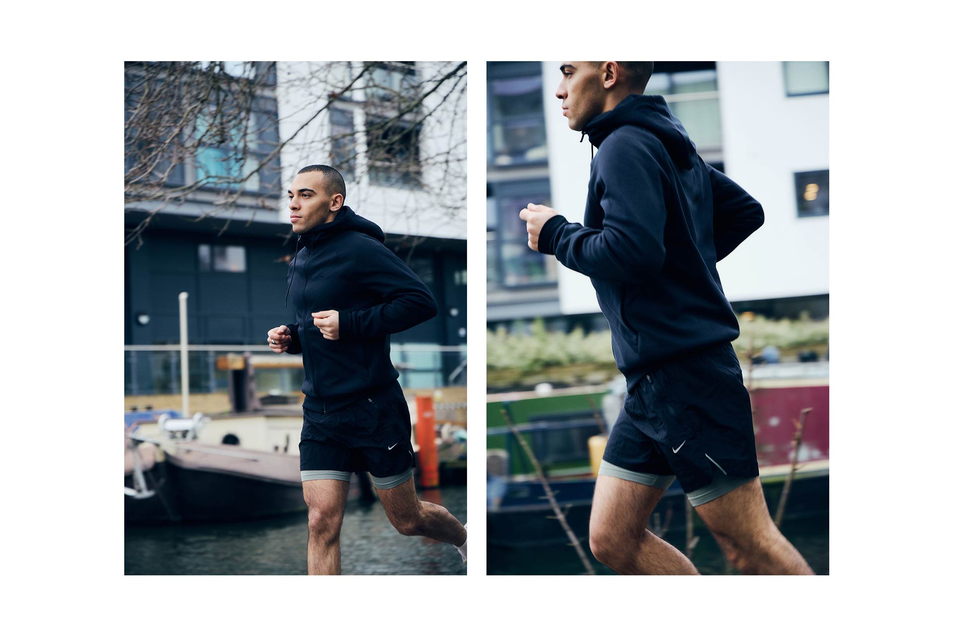 male model running in nike training gear