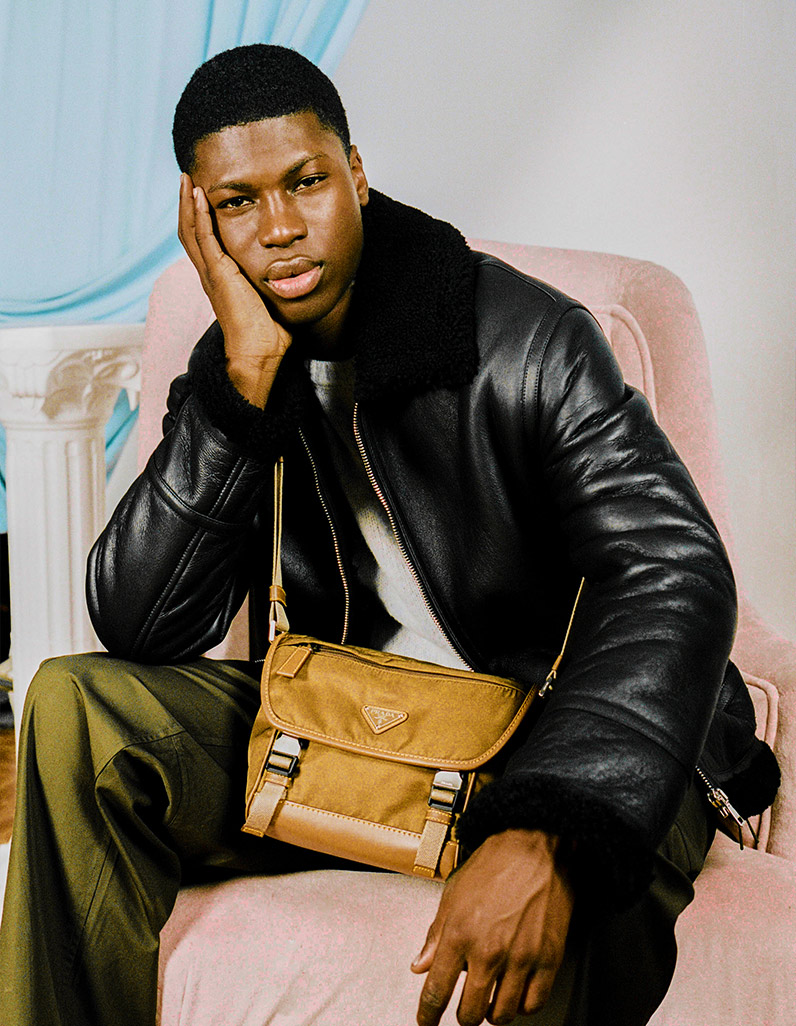 A model wearing Stone Island and Bottega Veneta