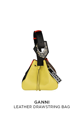Ganni leather drawstring bag