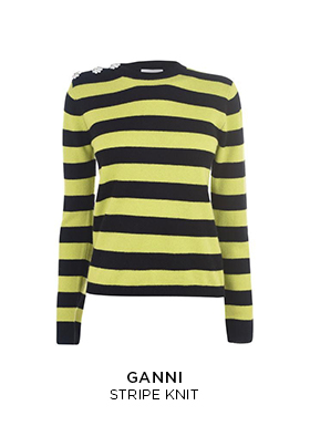 Ganni green and black stripe knit jumper