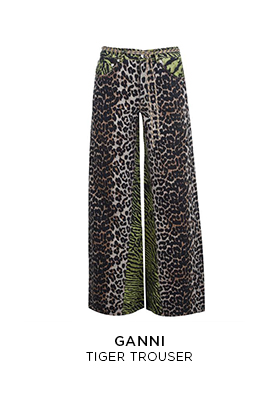 Ganni tiger print wide leg trousers
