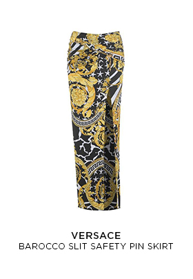 Versace barocco slit safety pin skirt