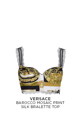 Versace Barocco Mosaic Print Silk Bralette Top
